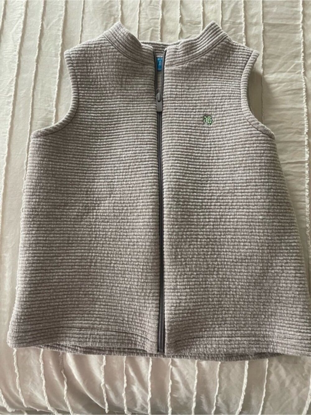 J. Bailey Beige‎ Ribbed Knit Vest Blue Logo Tag